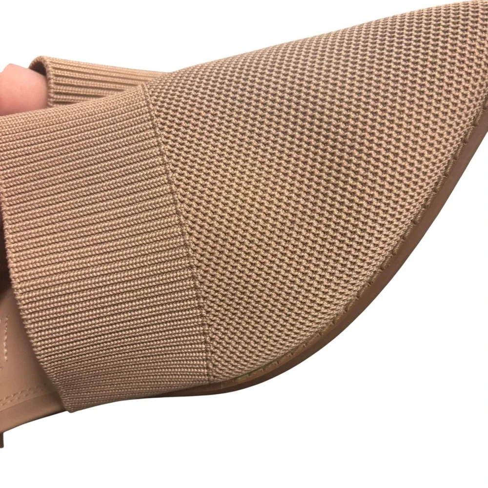 Steven New York Valdez Tan Knit Pointed Toe Mules Low Block Heel Flats Size 8 - Picture 11 of 12